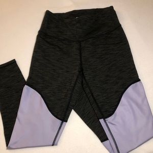 MANDUKA olive heather and lavender block leggings